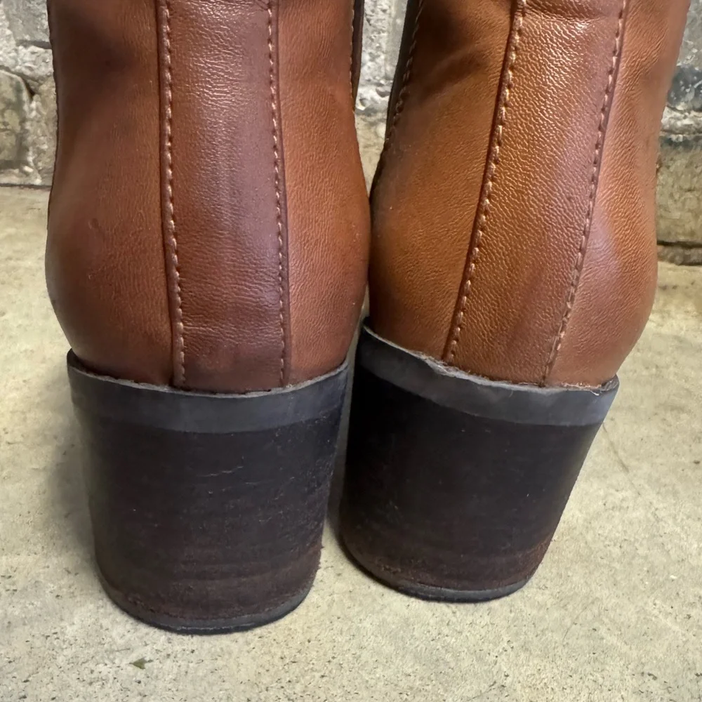 Harlow tan Brown Leather Ankle Boots 7.5 - Picture 6 of 8